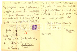 Manoscritto, lettera originale 1938 PARMA Adele Vittoria MARCHI a Carlo CALCATERRA per tesi di laurea Lettera 1