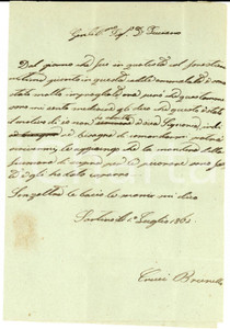 Manoscritto, lettera originale 1862 SORTINO SR Brunetto CRUCI imbrogliato con un forestiero malato Lettera 1