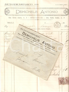 Documento originale, autentico 1929 RACCONIGI CN Antonio DEMICHELIS Autotrasporti Fattura 1