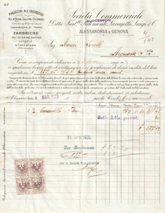 Oggetto da collezione cartaceo 1920 CANTALUPO AL Ditta Fratelli PEDEMONTE Luigi LAVAGETTO Oli d oliva Fattura 1