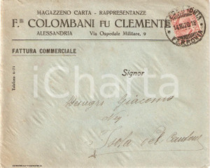 Oggetto da collezione cartaceo 1920 ALESSANDRIA Fratelli COLOMBANI fu Clemente Magazzeno carta Busta VUOTA 1