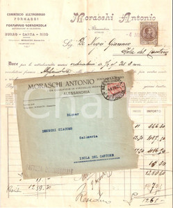 Oggetto da collezione cartaceo 1920 VINZAGLIO NO Caseificio Antonio MORASCHI Formaggi e burro Fattura 1