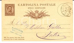 Documento originale, autentico 1880 MACCAGNO VA Ditta Giuseppe GIRARDI a Melchiorre GULLER Verbania Cartolina 1