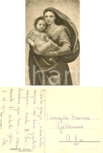 Autografo originale 1915 Madonna con Bambino Cartolina a contessa Cesarina GALLAMAN da cugina Ada 1