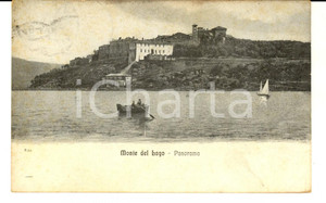 Cartolina originale da collezione 1922 MONTE DEL LAGO PG Panorama Cartolina ANIMATA barca FP 1