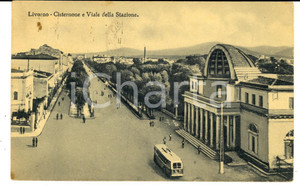 Cartolina originale da collezione 1957LIVORNO Cisternone e viale della Stazione Cartolina ANIMATA autobus FP VG 1