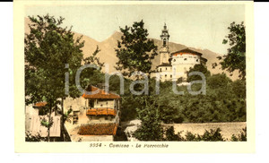 Cartolina originale da collezione 1915 ca CUMIANA TO Veduta della parrocchia Cartolina postale FP NV 1