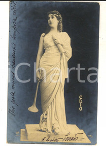 Cartolina originale da collezione 1904 ANTICHITA  Giovane donna nelle vesti della musa Clio Cartolina FP 1