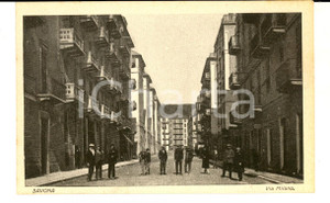 Cartolina originale da collezione 1930 ca SAVONA Via MILANO Cartolina postale ANIMATA FP NV 1