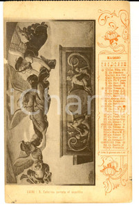 Cartolina originale da collezione 1900 ca LUINI S. Caterina portata al sepolcro  Calendario maggio Cartolina 1