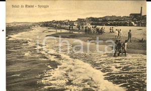 Cartolina originale da collezione 1929 RIMINI Veduta della spiaggia affollata Cartolina postale FP VG 1