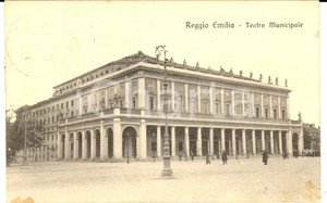 Cartolina originale da collezione 1919 REGGIO EMILIA Teatro Municipale  Esterno Cartolina ANIMATA FP VG 1