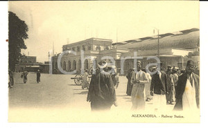 Cartolina originale da collezione 1910 ca ALEXANDRIE EGYPTE La Gare Carte postale ANIMEE VINTAGE 1