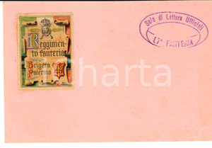 Cartolina originale da collezione 1900 ca 67Â° Reggimento Fanteria Brigata PALERMO  Cartolina timbro SALA LETTURA 1