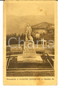 Cartolina originale da collezione 1920 ca PECETTO DI VALENZA AL Monumento a Giuseppe BORSALINO Cartolina FP NV 1