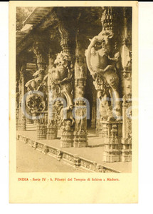 Cartolina originale da collezione 1935 ca MISSIONI ESTERE MADURAI INDIA Tempio di SHIVA Pilastri Cartolina 2 1