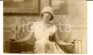 Cartolina originale da collezione 1920 ca CINEMA Attrice Maria MELATO Ritratto in abito bianco Cartolina FP 1