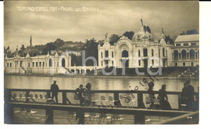 Cartolina originale da collezione 1911 EXPO TORINO Padiglione del BRASILE Cartolina postale ANIMATA FP 1