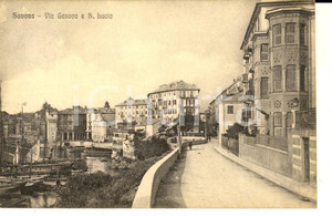 Cartolina originale da collezione 1915 ca SAVONA Via Genova e S. Lucia Cartolina postale FP VG 1