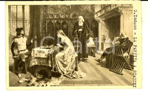 Cartolina originale da collezione 1930 ca ARTE G. INDUNO  La partita a scacchi Cartolina ILLUSTRATA FP NV 1