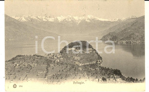 Cartolina originale da collezione 1906 BELLAGIO CO Veduta panoramica con il lago Cartolina postale FP VG 1