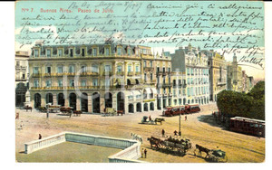 Cartolina originale da collezione 1907 BUENOS AIRES ARGENTINA Paseo de Julio Tarjeta postal ANIMATA 1