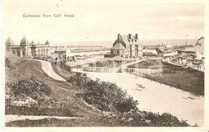 Cartolina originale da collezione 1930 ca GORLESTON UK Panorama dal CLIFF HOTEL Cartolina FP NV 1