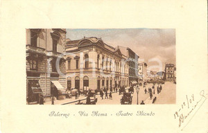 Cartolina originale da collezione 1908 PALERMO Teatro BIONDO Via Roma Cartolina FP VG 1