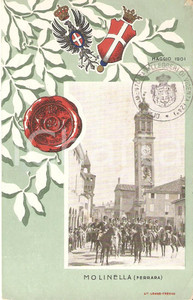 Cartolina originale da collezione 1901 MOLINELLA Distaccamento Cavalleggeri VICENZA 24° Reggimento Cartolina FP NV 1