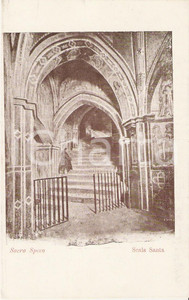 Cartolina originale da collezione 1905 ca SUBIACO  SACRO SPECO Monaco sulla Scala Santa Cartolina FP NV 1