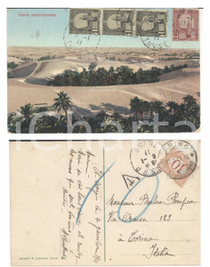 Cartolina originale da collezione 1911 TUNISIA Oasi sahariane Cartolina a Pompeo BARBERO FP VG 1