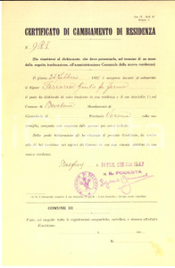 Documento originale, autentico 1928 BOVOLONE VR Certificato Giulio FERRARESE per cambiamento residenza 1