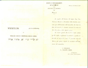 Documento originale, autentico 1879 MODENA Società di incoraggiamento per gli artisti  Nomina vicepresidente 1