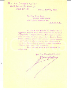 Manoscritto, lettera originale 1935 MILANO SocietÃ  Anonima QUARTIERI GENOVA a debitrici sorelle MANZA Lettera 1