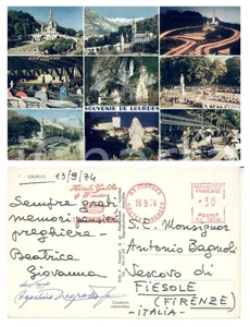 Autografo originale 1974 LOURDES F Vedutine santuario Cartolina Agostino NEGROTTO CAMBIASO 1