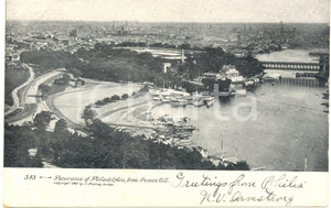 Cartolina originale da collezione 1907 PHILADELPHIA USA Panorama della cittÃ  da LEMON HILL Cartolina FP VG 1