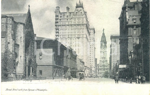 Cartolina originale da collezione 1920 ca PHILADELPHIA USA Lato nord di BROAD STREET  Cartolina ANIMATA FP NV 1
