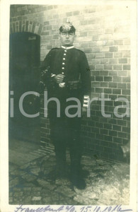 Fotografia d epoca originale 1916 FRANKFURT DE Ufficiale tedesco di guardia con fucile Fotografia 1