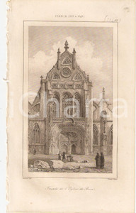 Stampa, bozzetto originale 1840 BOURGENBRESSE FRANCE FaÃ§ade Eglise de BROU  L Univers Stampa LEMAITRE 1