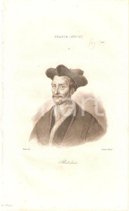 Stampa, bozzetto originale 1840 FRANCE FranÃ§ois RABELAIS Portrait  L Univers Stampa Inc. LEMAITRE 1