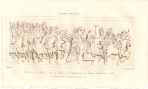 Stampa, bozzetto originale 1840 FRANCE FranÃ§ois I et Henri VIII au CAMP DU DRAP D OR  L Univers Stampa 1