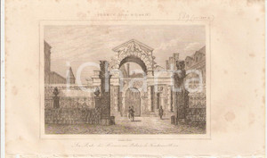 Stampa, bozzetto originale 1840 FONTAINEBLEAU FRANCE Porte des HermÃ¨s au Palais  L Univers Stampa 1