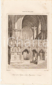 Stampa, bozzetto originale 1840 TROYES FRANCE Jubé de la Cathédrale de la Magdaleine  L Univers Stampa 1