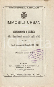 Libro, pubblicazione d epoca 1917 BIBLIOTECA LEGALE Immobili urbani Proroga affitti Ed. PIETROCOLA 1