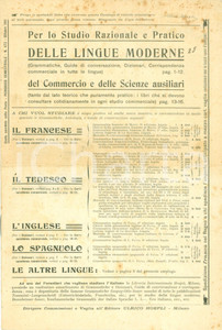 Libro, pubblicazione d epoca 1911 MILANO Bollettino Ulrico HOEPLI Studio Razionale delle Lingue Moderne 1