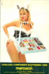 Materiale pubblicitario d’epoca 1988 MILANO Azienda radio MARCUCCI Catalogo componenti elettronici Coniglietta 1