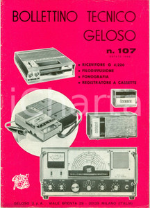 Materiale pubblicitario d’epoca 1968 MILANO Bollettino tecnico GELOSO Ricevitore filodiffusione ILLUSTRATO 1