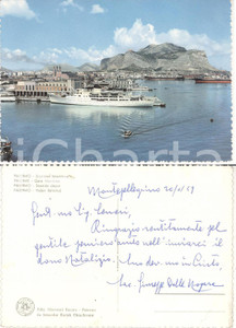 Autografo originale 1959 PALERMO Stazione marittima Cartolina don Giuseppe DALLE NOGARE FG VG 1