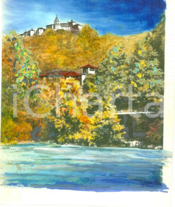 Fotografia d epoca originale 1950 ca VARALLO SESIA VC Scorcio del Sacro Monte Fotografia COLORATA A MANO 1