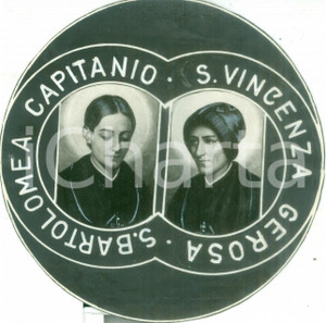 Stampa, bozzetto originale 1950 LOVERE Sante GEROSA e CAPITANIO Stampa devozionale in tondo COLORATA MANO 1
